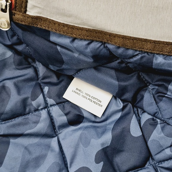 Mens Medium Navy Blue Waxed Cotton Field Jacket Quilted Lining Camo